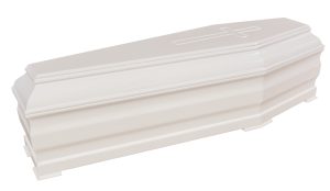 Neon Coffin Glossy Solid Wood White with Base Reinforcement Low-Estathium Ceremonies